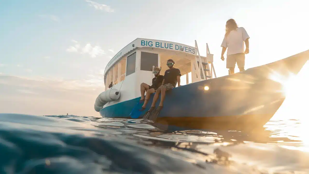 Divers on a boat ready to snorkel the Maldives reefs