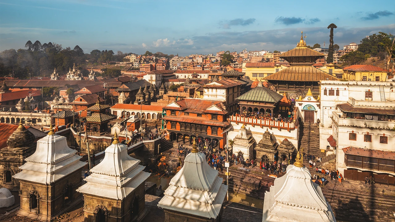 Pashupatinath temple complex panorama, Kathmandu